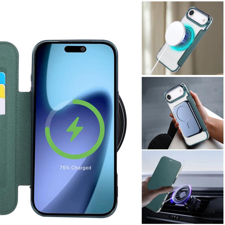 For iPhone Air Ultra-thin Magnetic Plating Vegan Leather Phone Case
