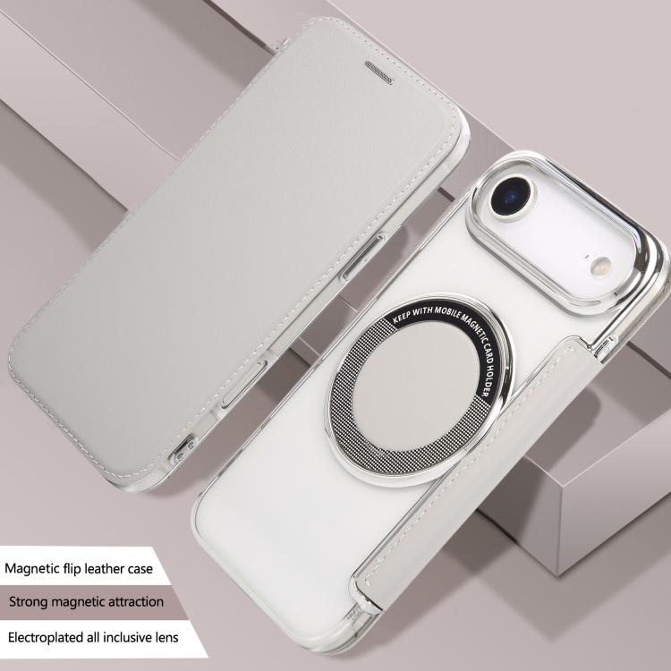 For iPhone Air Ultra-thin Magnetic Plating Vegan Leather Phone Case