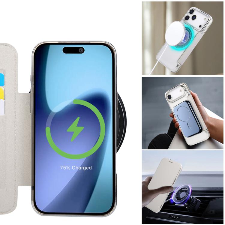 For iPhone Air Ultra-thin Magnetic Plating Vegan Leather Phone Case