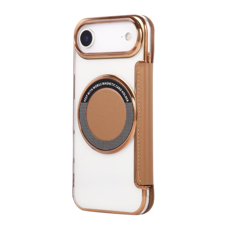 For iPhone Air Ultra-thin Magnetic Plating Vegan Leather Phone Case