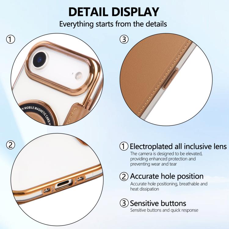 For iPhone Air Ultra-thin Magnetic Plating Vegan Leather Phone Case