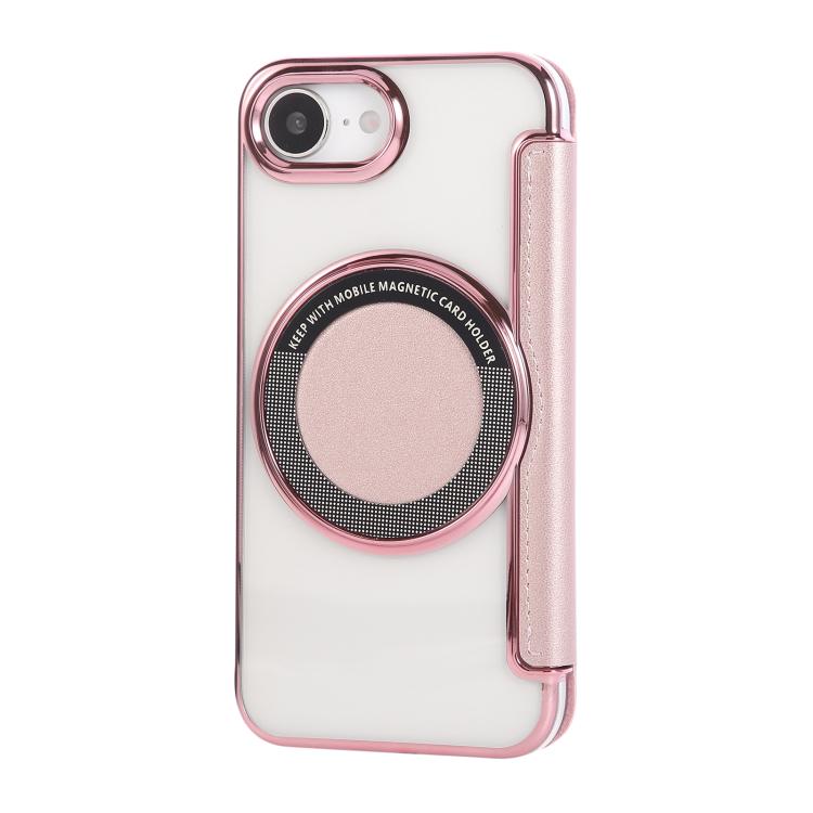 For iPhone 16e Ultra-thin Magnetic Plating Vegan Leather Phone Case