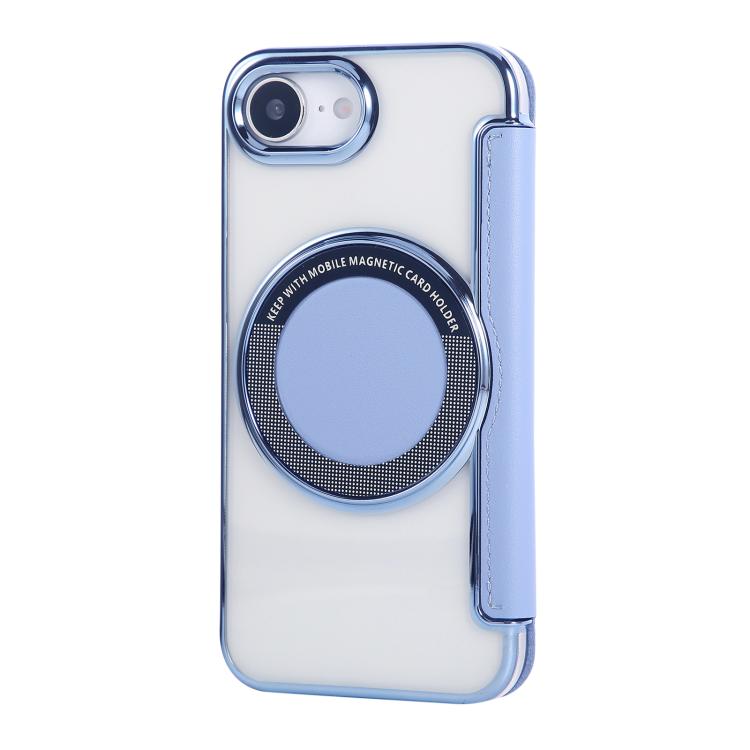 For iPhone 16e Ultra-thin Magnetic Plating Vegan Leather Phone Case