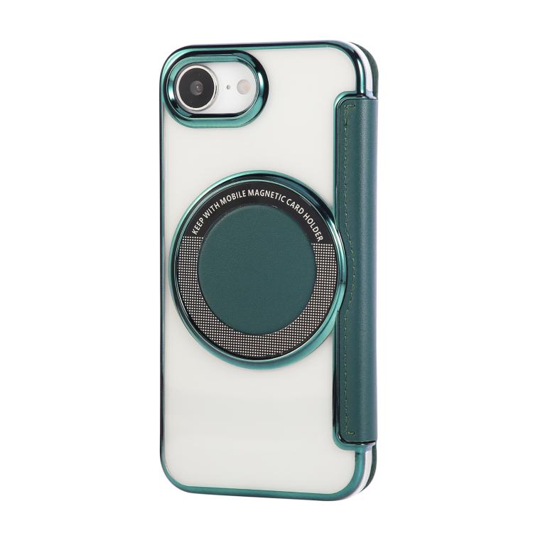 For iPhone 16e Ultra-thin Magnetic Plating Vegan Leather Phone Case