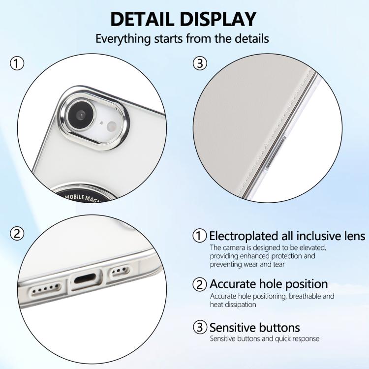 For iPhone 16e Ultra-thin Magnetic Plating Vegan Leather Phone Case