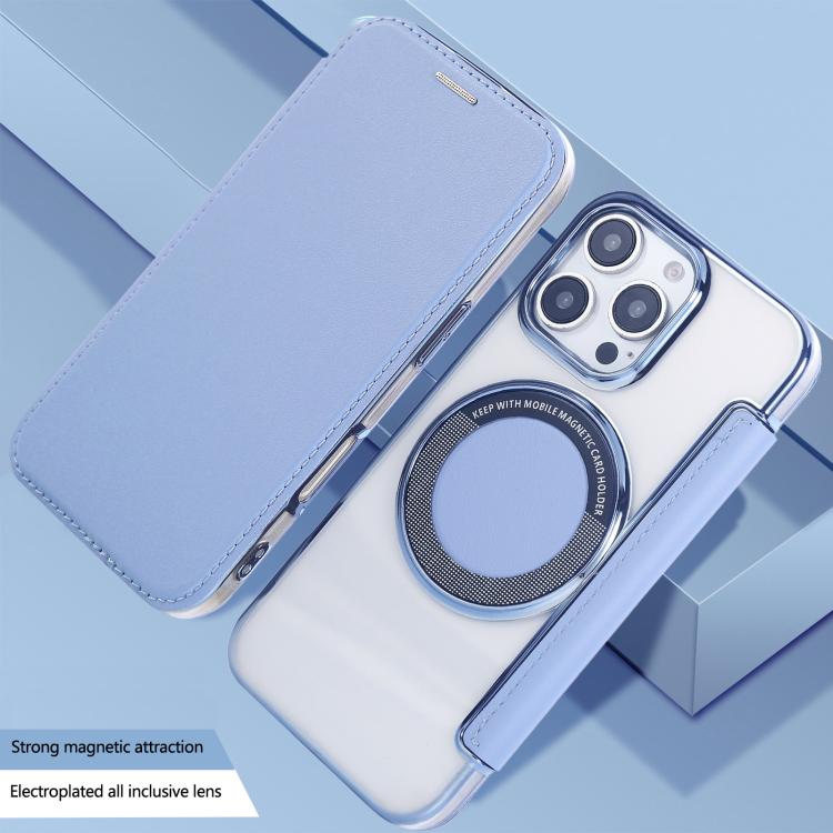 For iPhone 16 Pro Max Ultra-thin Magnetic Plating Vegan Leather Phone Case