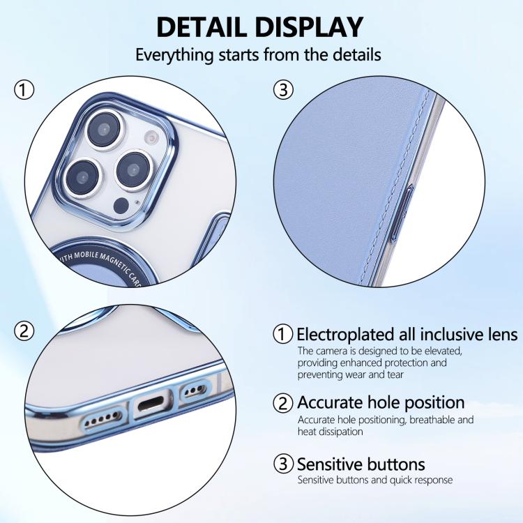 For iPhone 16 Pro Max Ultra-thin Magnetic Plating Vegan Leather Phone Case