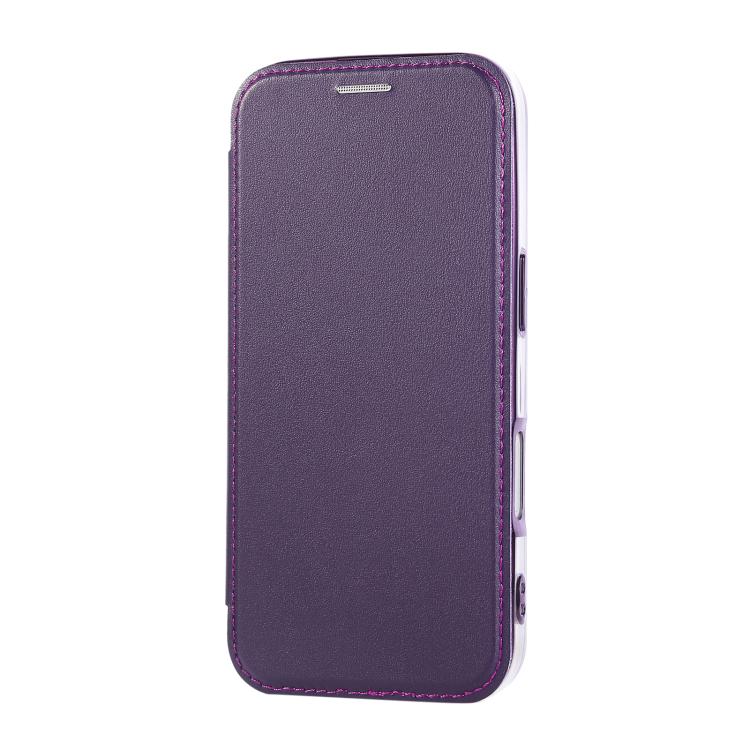 For iPhone 16 Pro Max Ultra-thin Magnetic Plating Vegan Leather Phone Case
