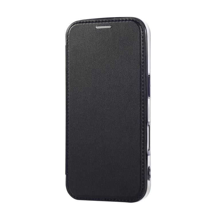 For iPhone 16 Pro Max Ultra-thin Magnetic Plating Vegan Leather Phone Case