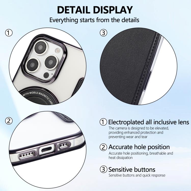 For iPhone 16 Pro Max Ultra-thin Magnetic Plating Vegan Leather Phone Case