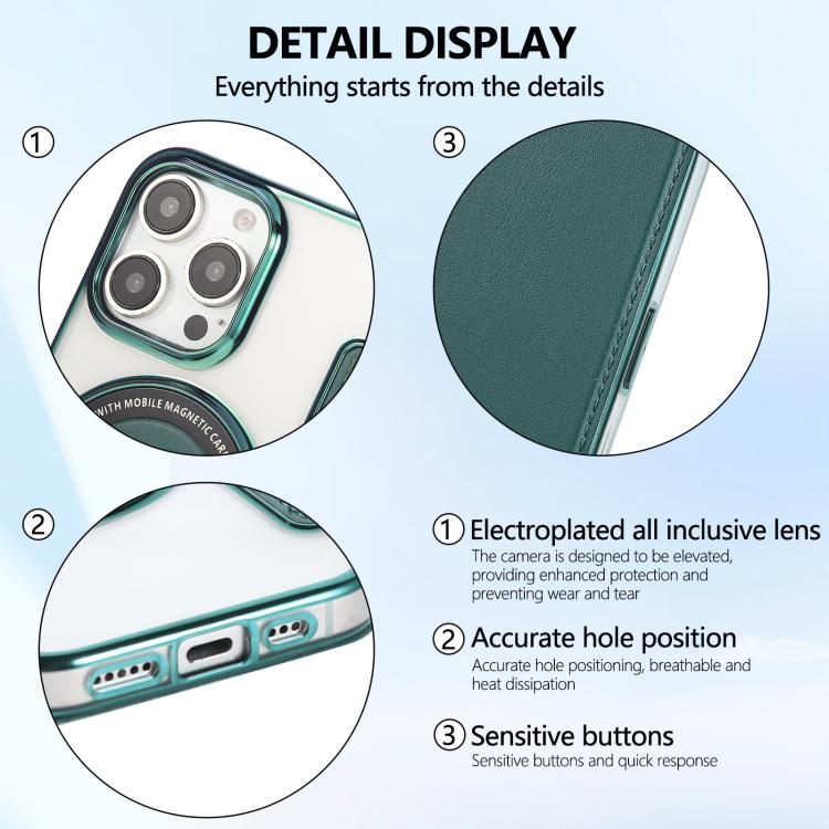 For iPhone 16 Pro Max Ultra-thin Magnetic Plating Vegan Leather Phone Case