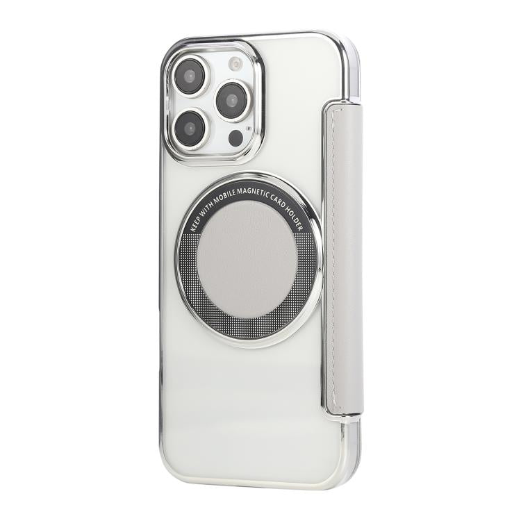 For iPhone 16 Pro Max Ultra-thin Magnetic Plating Vegan Leather Phone Case