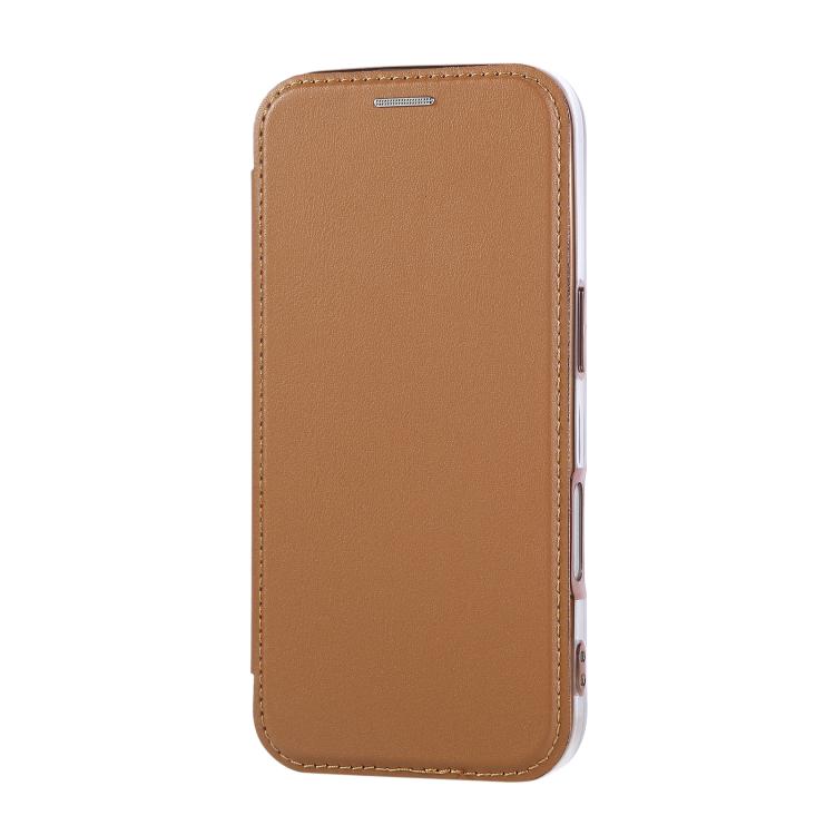 For iPhone 16 Pro Max Ultra-thin Magnetic Plating Vegan Leather Phone Case
