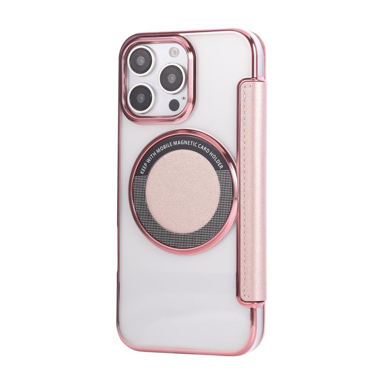 For iPhone 16 Pro Ultra-thin Magnetic Plating Vegan Leather Phone Case