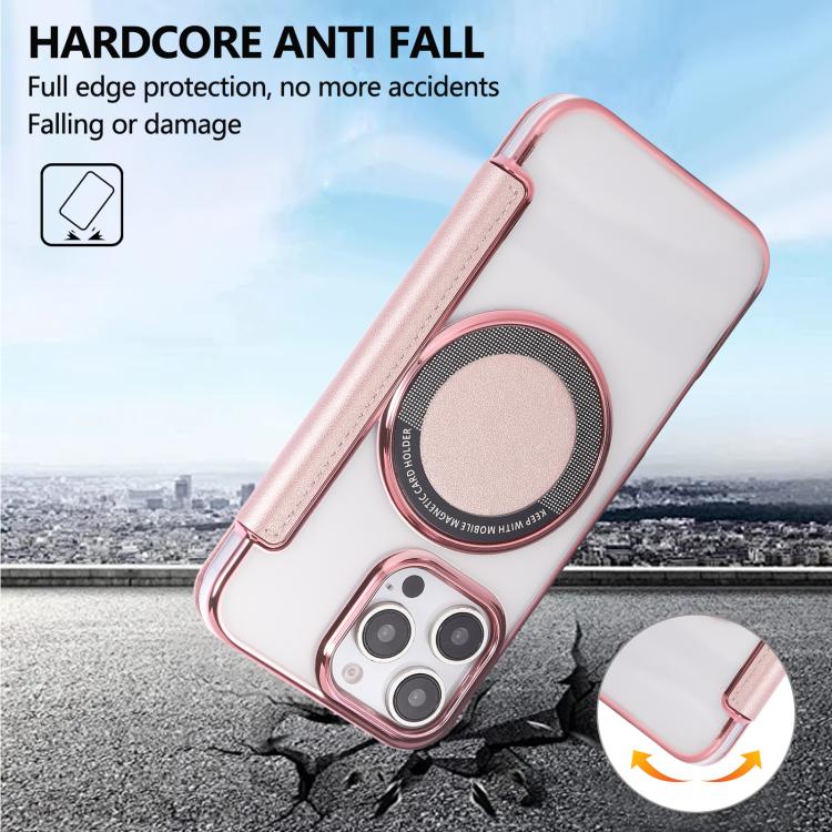 For iPhone 16 Pro Ultra-thin Magnetic Plating Vegan Leather Phone Case