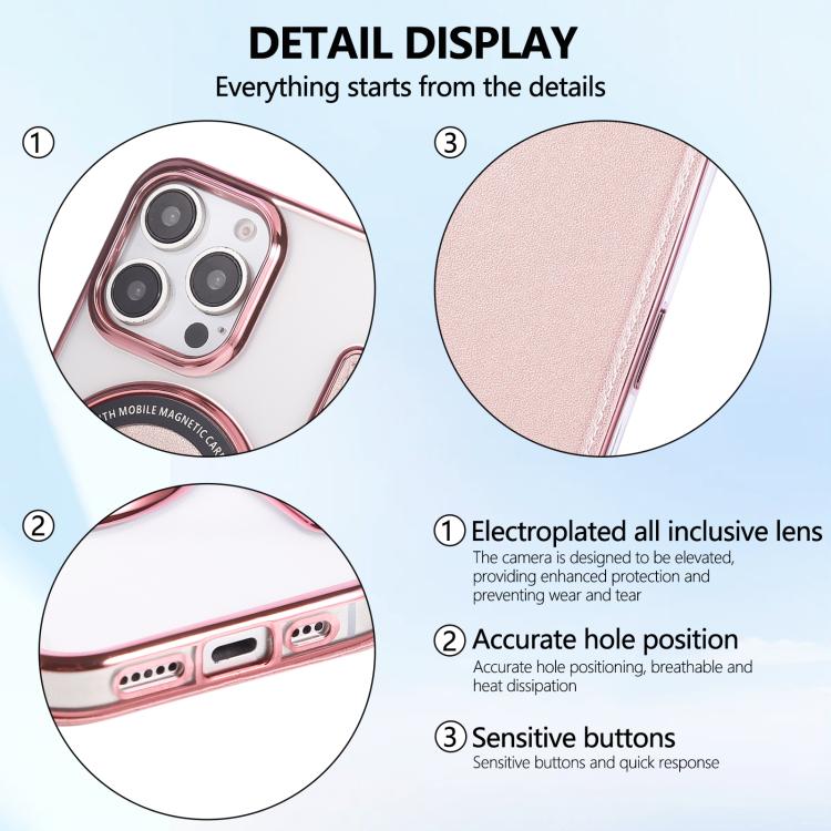 For iPhone 16 Pro Ultra-thin Magnetic Plating Vegan Leather Phone Case