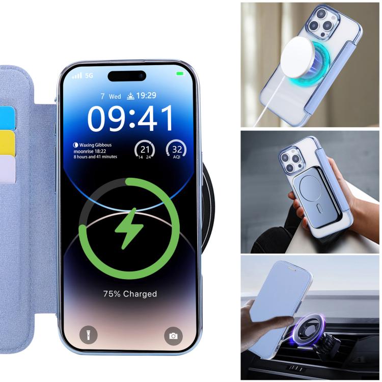 For iPhone 16 Pro Ultra-thin Magnetic Plating Vegan Leather Phone Case