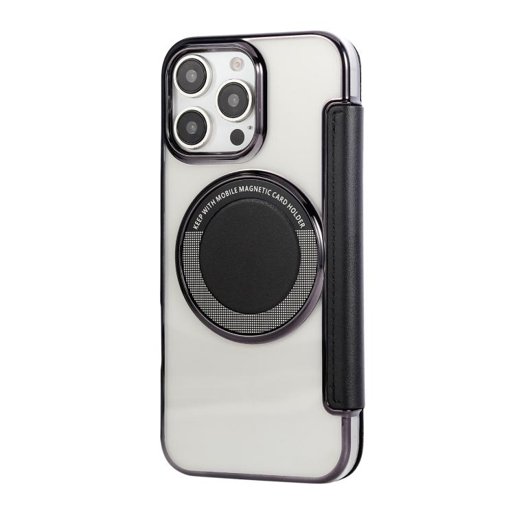 For iPhone 16 Pro Ultra-thin Magnetic Plating Vegan Leather Phone Case
