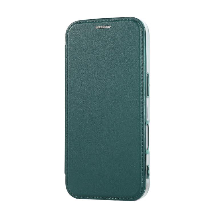 For iPhone 16 Pro Ultra-thin Magnetic Plating Vegan Leather Phone Case