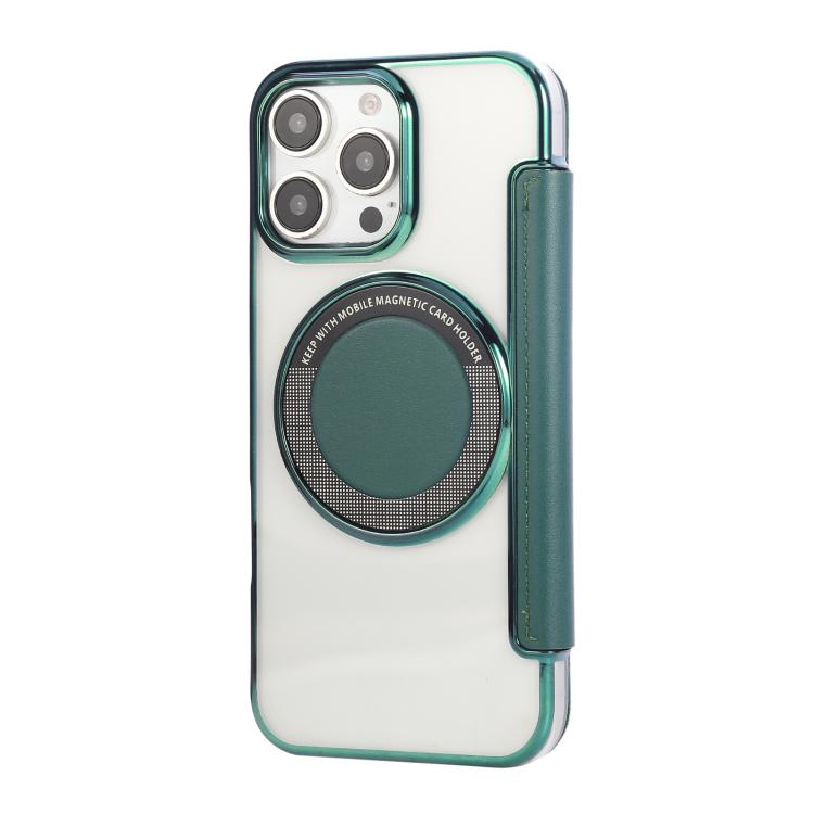 For iPhone 16 Pro Ultra-thin Magnetic Plating Vegan Leather Phone Case