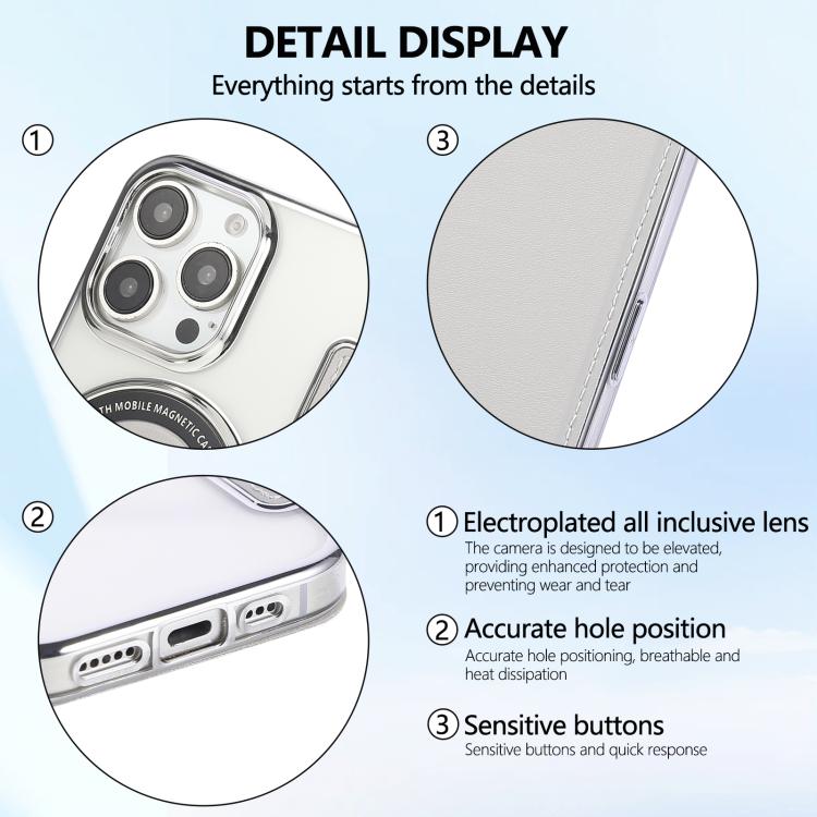 For iPhone 16 Pro Ultra-thin Magnetic Plating Vegan Leather Phone Case