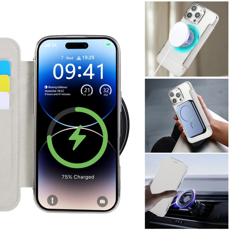 For iPhone 16 Pro Ultra-thin Magnetic Plating Vegan Leather Phone Case