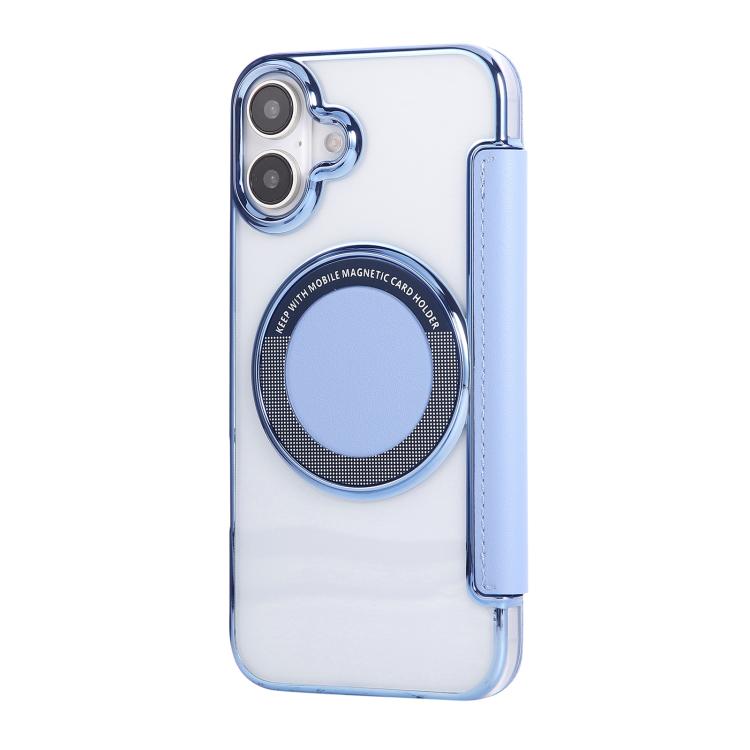 For iPhone 16 Ultra-thin Magnetic Plating Vegan Leather Phone Case
