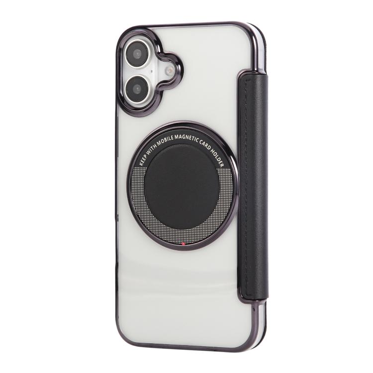 For iPhone 16 Ultra-thin Magnetic Plating Vegan Leather Phone Case
