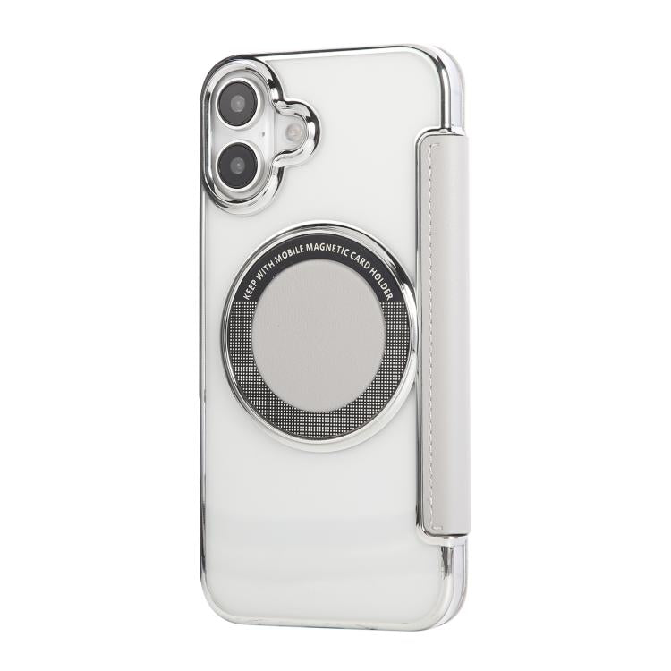 For iPhone 16 Ultra-thin Magnetic Plating Vegan Leather Phone Case