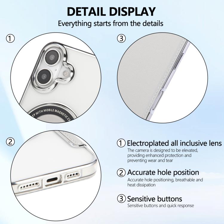 For iPhone 16 Ultra-thin Magnetic Plating Vegan Leather Phone Case