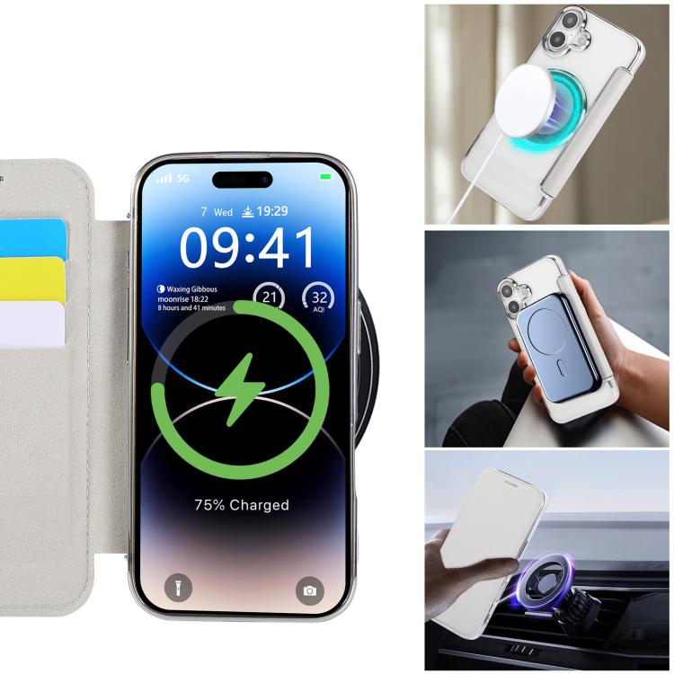 For iPhone 16 Ultra-thin Magnetic Plating Vegan Leather Phone Case