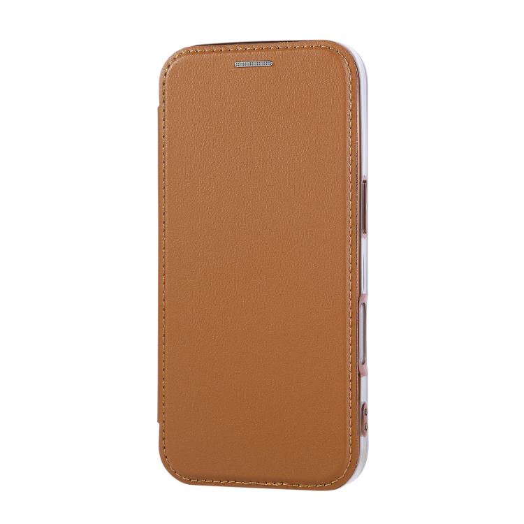 For iPhone 16 Ultra-thin Magnetic Plating Vegan Leather Phone Case