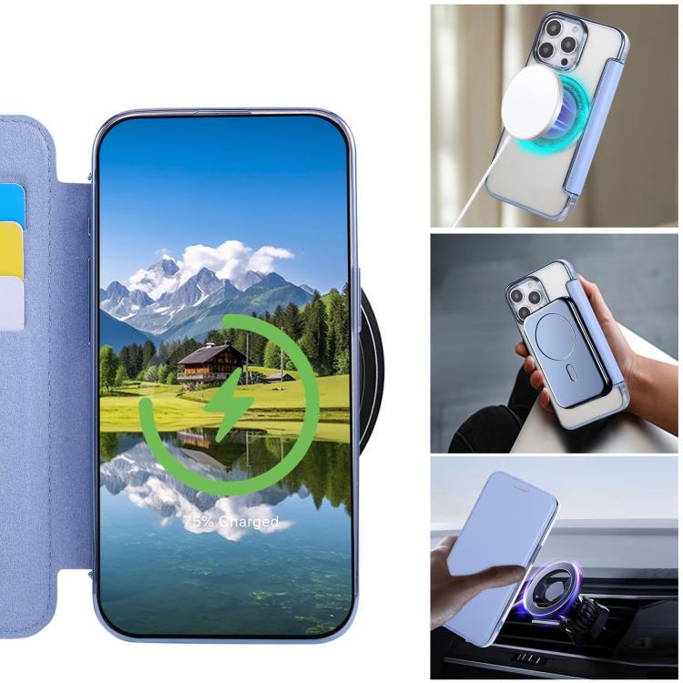 For iPhone 15 Pro Ultra-thin Magnetic Plating Vegan Leather Phone Case