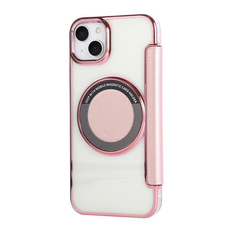 For iPhone 15 Plus / 14 Plus Ultra-thin Magnetic Plating Vegan Leather Phone Case