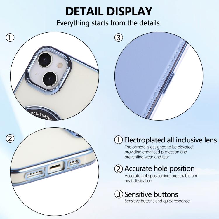For iPhone 14 / 13 Ultra-thin Magnetic Plating Vegan Leather Phone Case