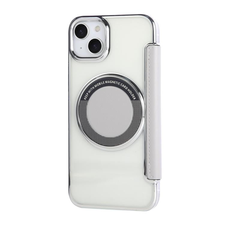 For iPhone 14 / 13 Ultra-thin Magnetic Plating Vegan Leather Phone Case