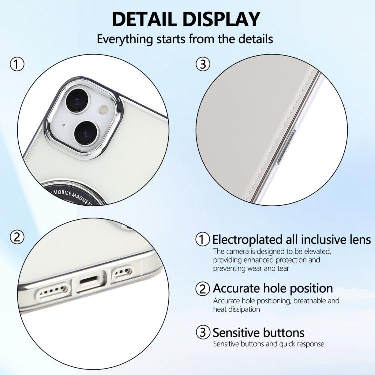 For iPhone 14 / 13 Ultra-thin Magnetic Plating Vegan Leather Phone Case