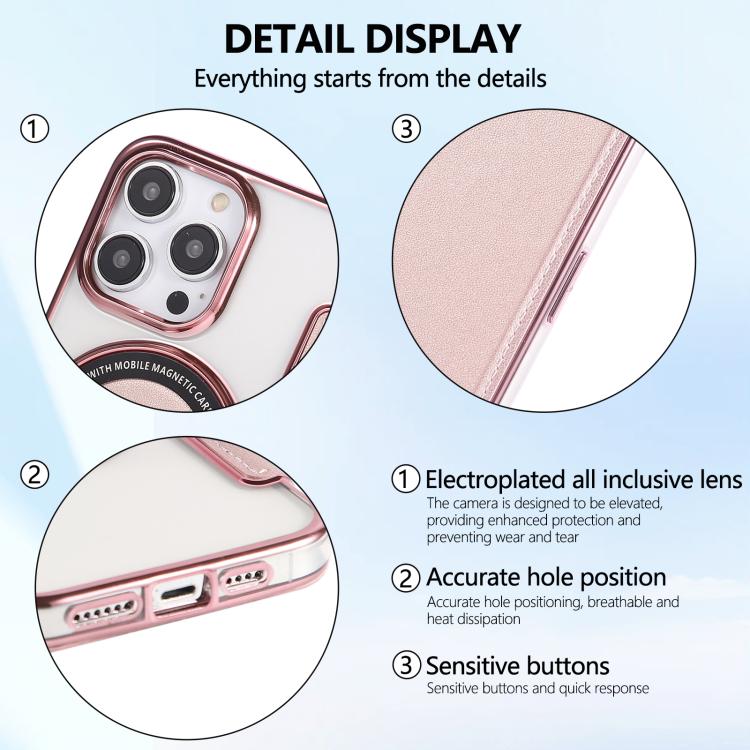 For iPhone 14 Pro Ultra-thin Magnetic Plating Vegan Leather Phone Case