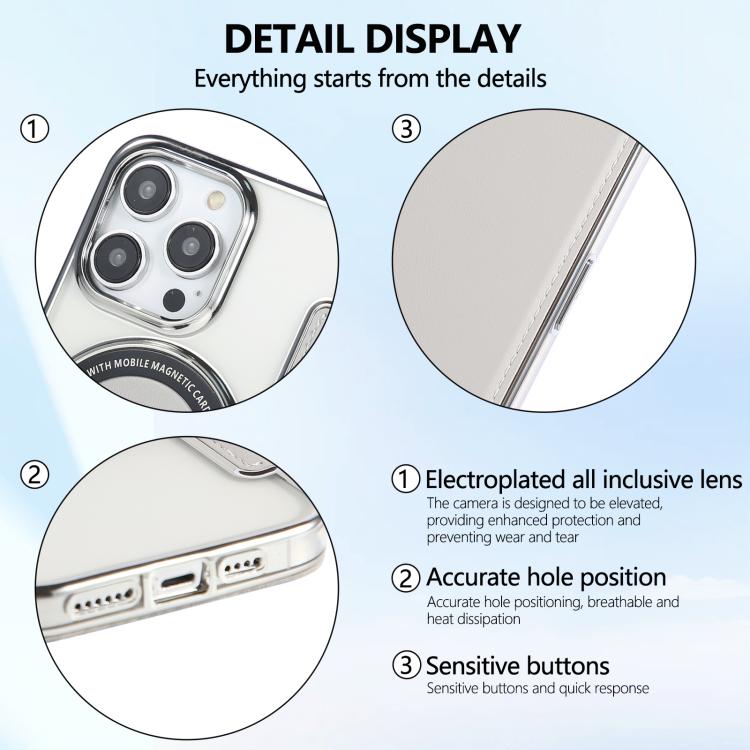 For iPhone 14 Pro Ultra-thin Magnetic Plating Vegan Leather Phone Case