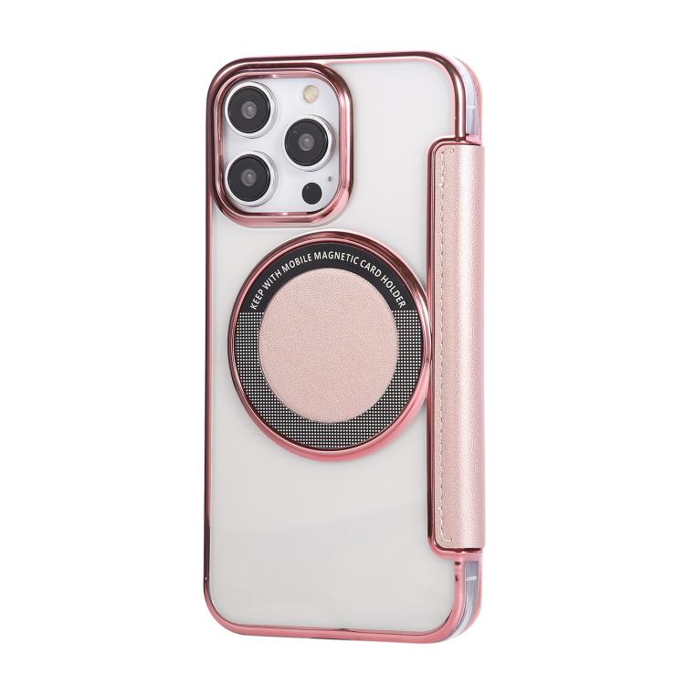 For iPhone 13 Pro Max Ultra-thin Magnetic Plating Vegan Leather Phone Case