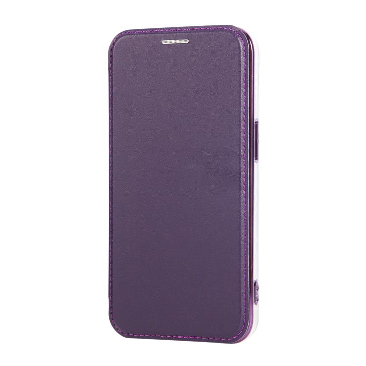 For iPhone 13 Pro Ultra-thin Magnetic Plating Vegan Leather Phone Case