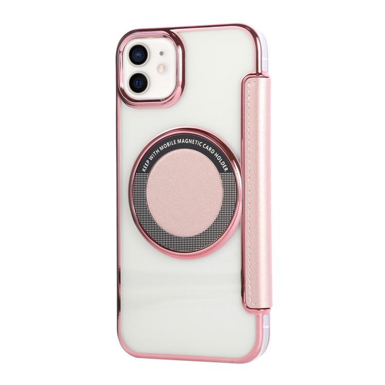 For iPhone 12 / 12 Pro Ultra-thin Magnetic Plating Vegan Leather Phone Case