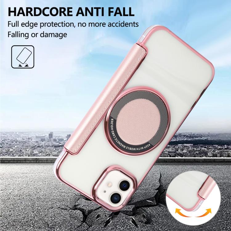 For iPhone 12 / 12 Pro Ultra-thin Magnetic Plating Vegan Leather Phone Case