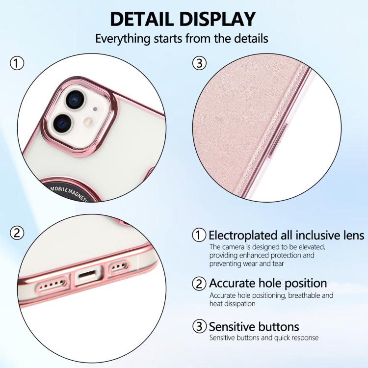For iPhone 12 / 12 Pro Ultra-thin Magnetic Plating Vegan Leather Phone Case