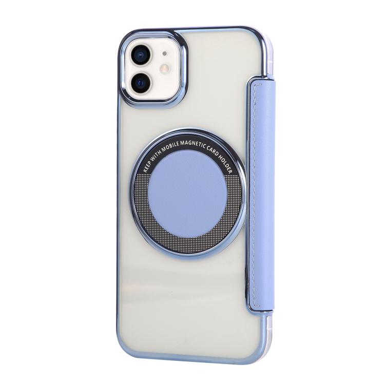 For iPhone 12 / 12 Pro Ultra-thin Magnetic Plating Vegan Leather Phone Case