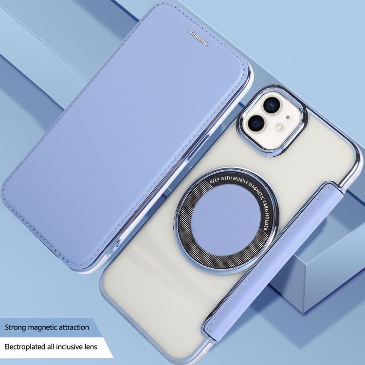 For iPhone 12 / 12 Pro Ultra-thin Magnetic Plating Vegan Leather Phone Case