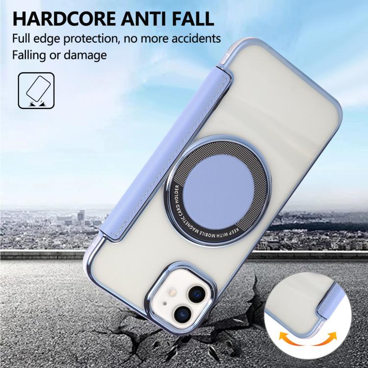 For iPhone 12 / 12 Pro Ultra-thin Magnetic Plating Vegan Leather Phone Case