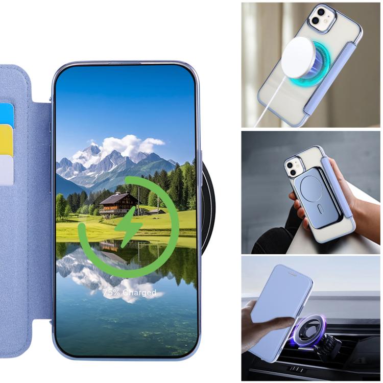 For iPhone 12 / 12 Pro Ultra-thin Magnetic Plating Vegan Leather Phone Case