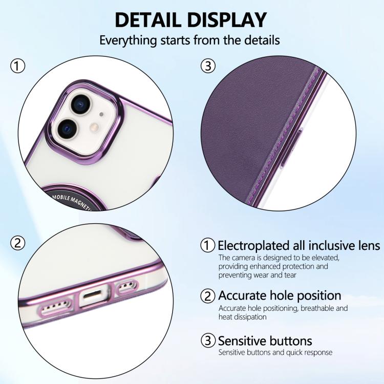 For iPhone 12 / 12 Pro Ultra-thin Magnetic Plating Vegan Leather Phone Case