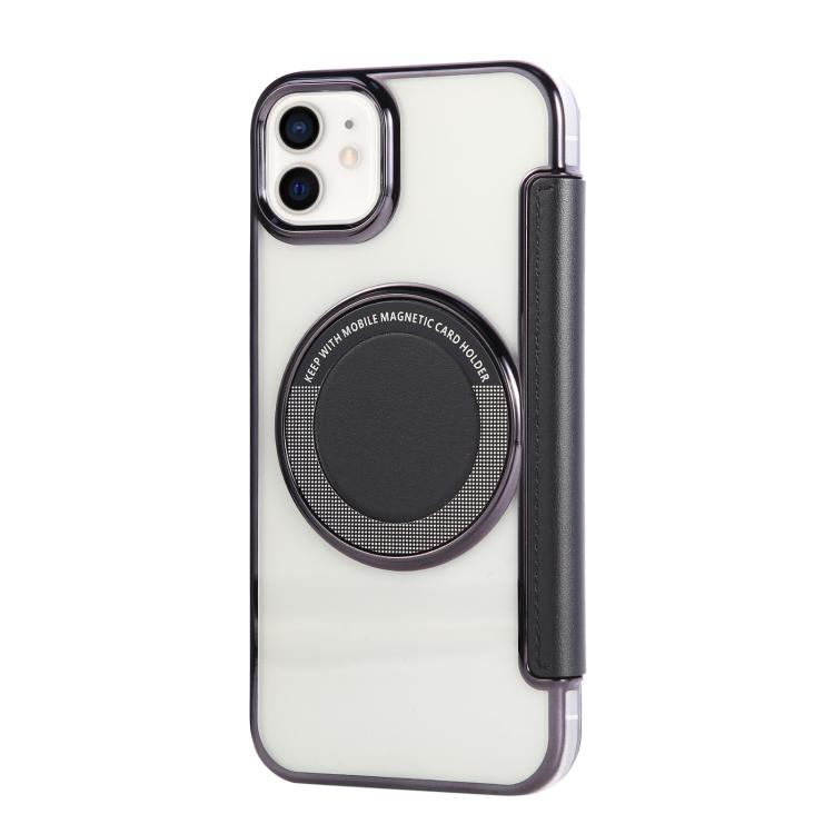 For iPhone 12 / 12 Pro Ultra-thin Magnetic Plating Vegan Leather Phone Case